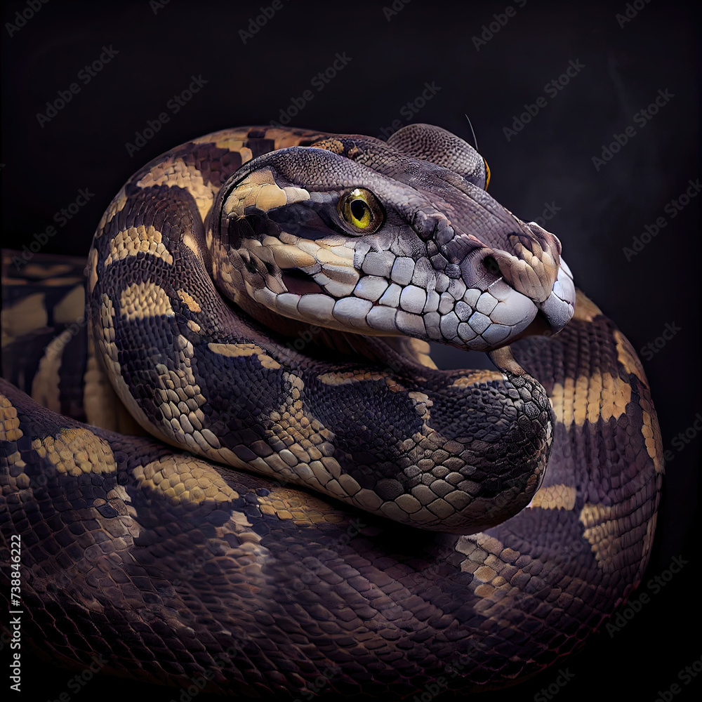 Captivating Close-Up of a Amethystine Python in Studio Lighting Captivating Close-Up of a Amethystine Python in Studio Lighting
