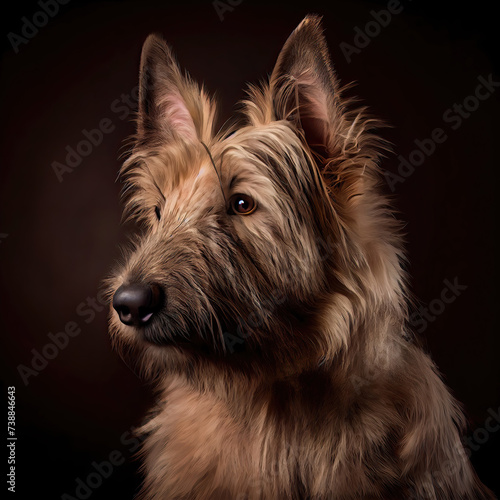 Elegant Berger Picard Dog Portrait in Studio with Dramatic Lighting