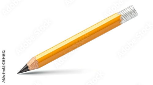 Bright yellow pencil isolated on white. classic stationery item for writing, drawing. office and school supplies concept. AI