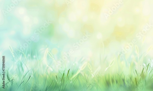 green grass background with spring light shining through