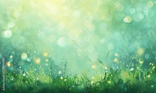 green grass background with spring light shining through