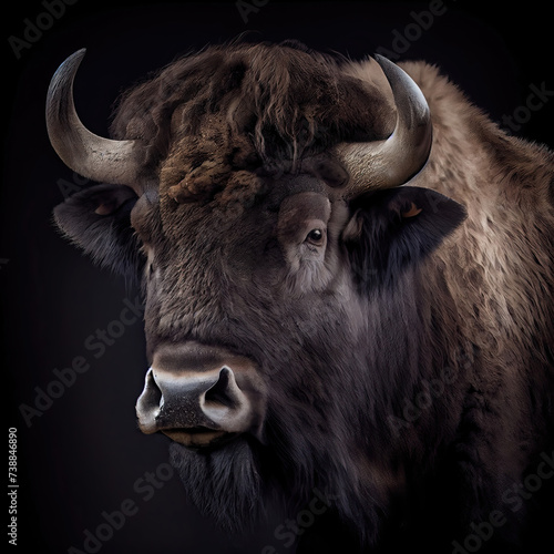 Majestic Buffalo Portrait with Dramatic Lighting in Studio
