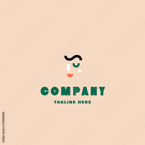 Face portrait icon isolated abstract art children vector icon geometric logo