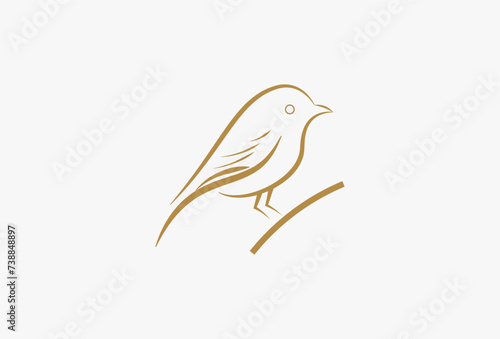 A simple bird vector illustration cartoon isolated on white background. Cute bird vector kids coloring page. Coloring for beginner.