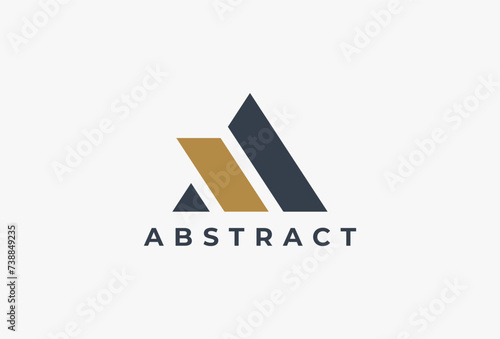 Abstract Triangle make from geometric shapes Vector Logo template. Modern Minimal Design usable for Corporate Business Branding Identity that Related with Triangle, trinity, pyramid, a, a letter.
