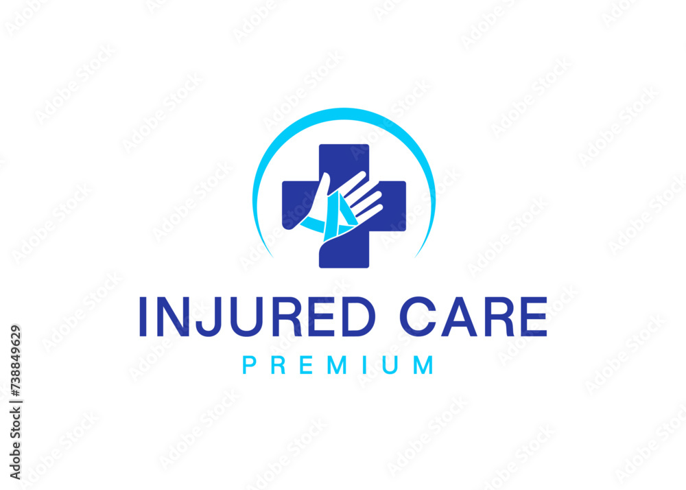 Medical cross and hand logo, Vector injured logo, Suitable logo for healthcare, hospital Medical cross and hand logo, Vector injured logo, Suitable logo for healthcare, hospital