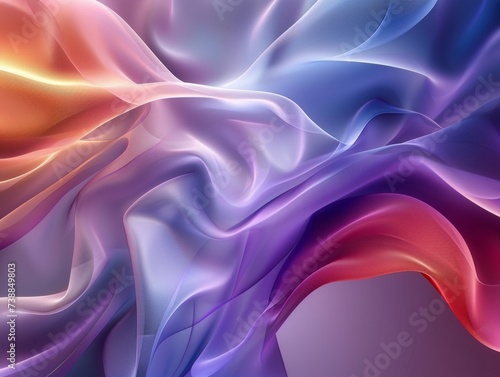 Vibrant abstract image with flowing waves of colorful gradients resembling smooth textured fabric.