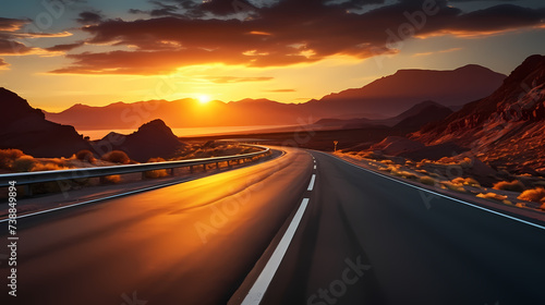 A wide open road that captures the feeling of endless possibilities midway through a road trip © ma