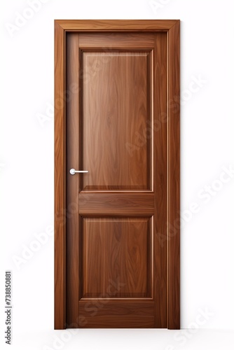 a brown door with silver handle