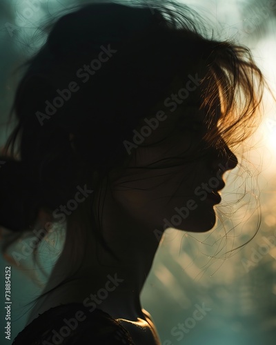 Silhouette of a Person Amidst Ethereal Sunlight and Shadows in Nature