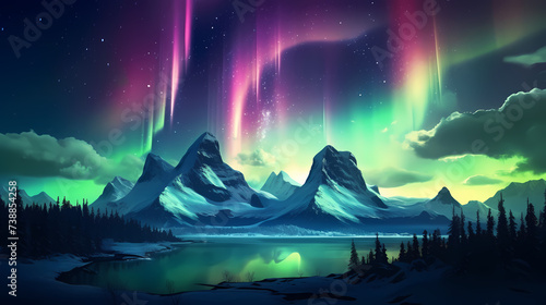 Vivid image of Northern Lights twinkling in the night sky