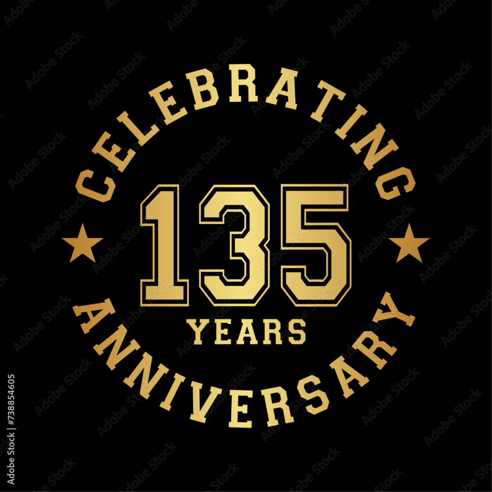 135 years anniversary celebration design template. 135th vector and illustration.
