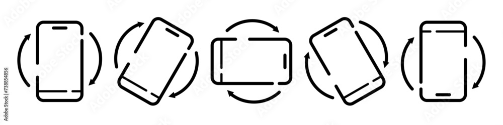 Rotate Mobile phone icon set Rotate Mobile phone icon set