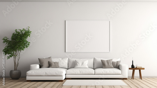 clean room with white sofa and white wall