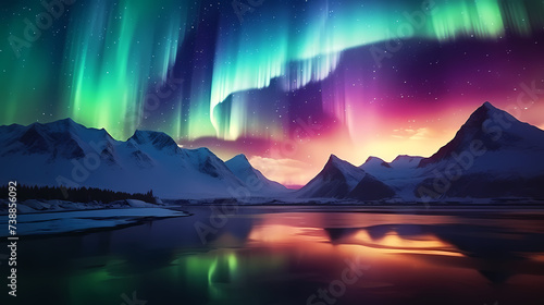 Vivid image of Northern Lights twinkling in the night sky