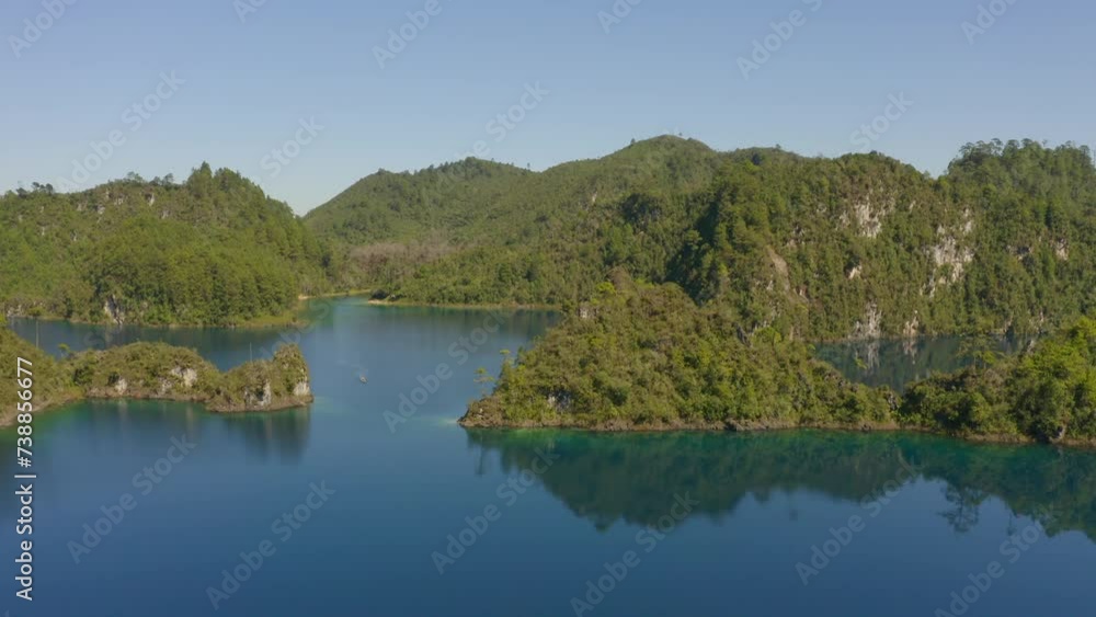 Aerial of deep blue mountain lake Aerial of deep blue mountain lake