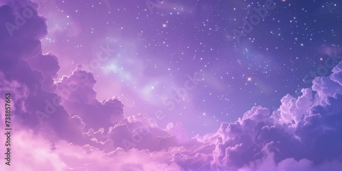 purple sky with clouds and starts