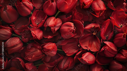 lush red tulips background symbolizing love and valentine and women's day 
