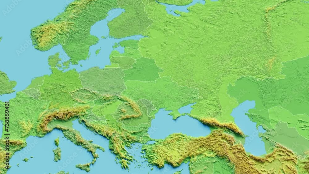 Ukraine Map 3D animated with Borders Ukraine Map 3D animated with Borders