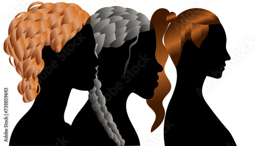 silhouette, girl, hair, hairdressing photo