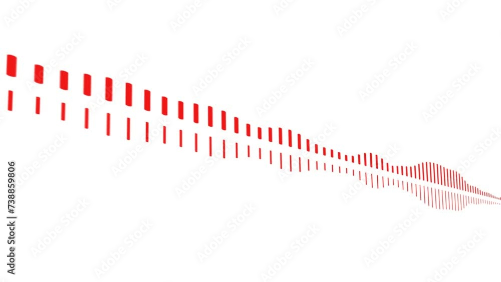 Sound graph 3D background, visual signal of radio or speech level, red lines of sound spectrum with motion