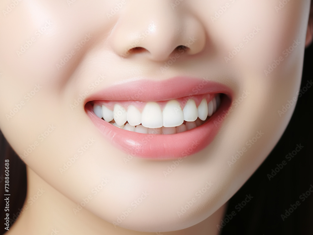 Fototapeta premium Healthy Smile: Close-up of Korean Woman for Dental Advertising.