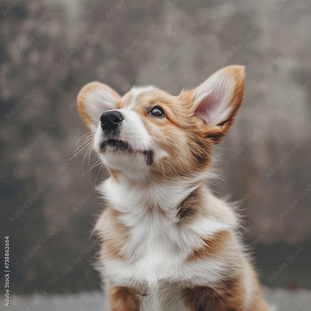 Curious Corgi Cutie: Adorable Puppy with Head Tilt Captivating the Camera, a Portrait of Young Dog Charm and Appeal Curious Corgi Cutie: Adorable Puppy with Head Tilt Captivating the Camera, a Portrait of Young Dog Charm and Appeal