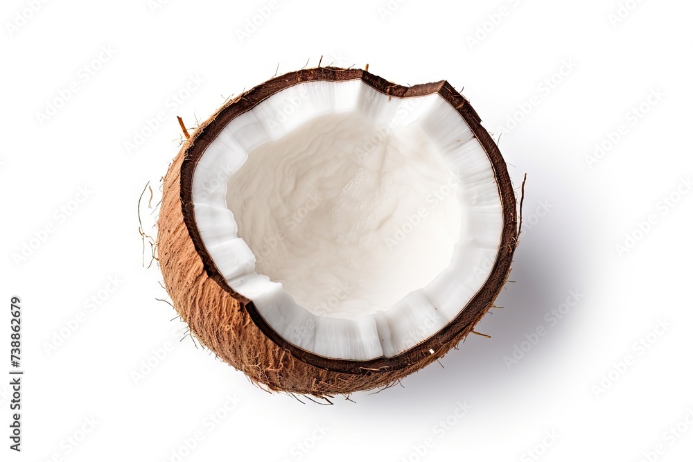 Coconut Half Isolated, Fresh Brown Cocos Cut on White background, Sweet Coco Nut Halves Coconut Half Isolated, Fresh Brown Cocos Cut on White background, Sweet Coco Nut Halves