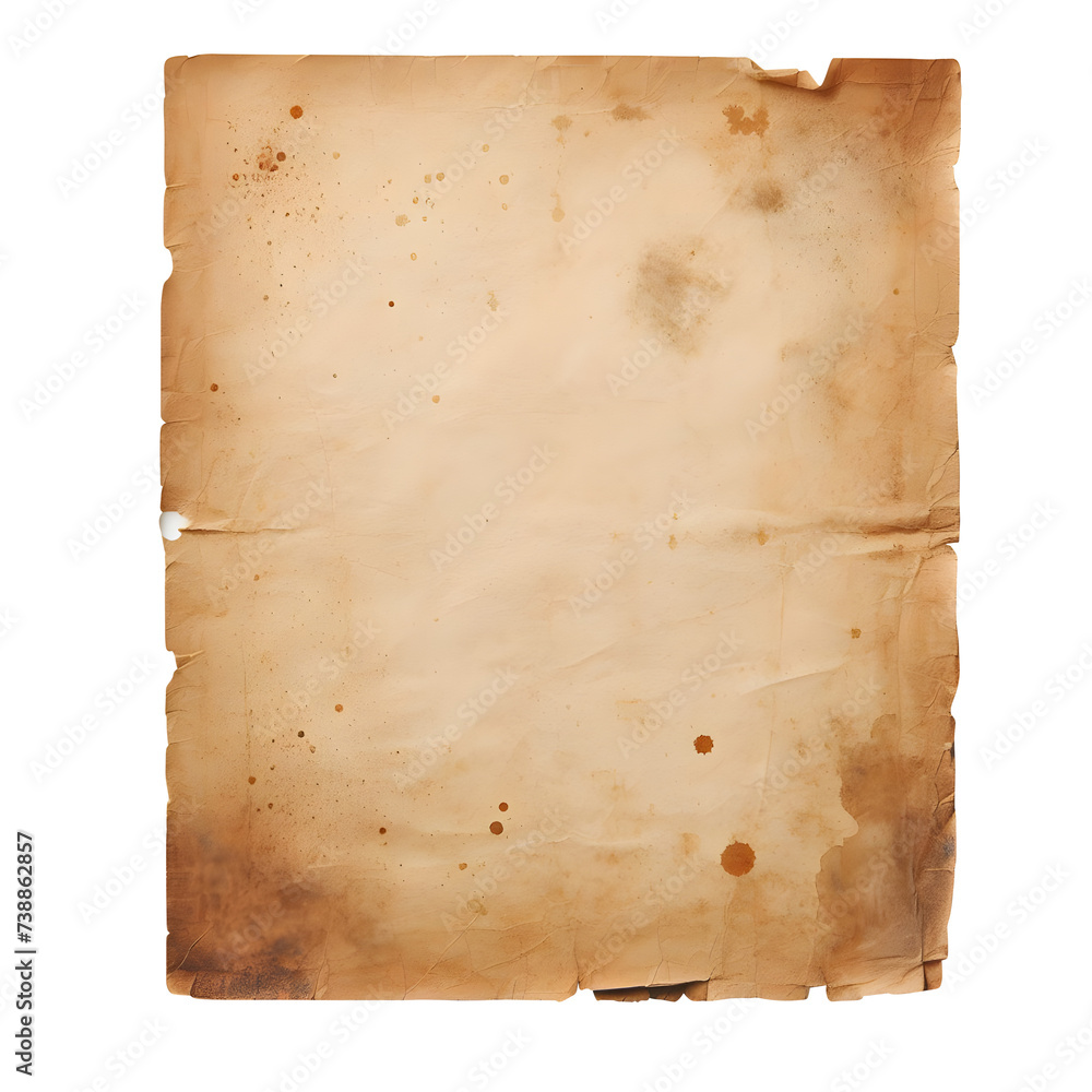 Empty Parchment empty space on Old medieval paper sheet parchment scroll isolated on a ...