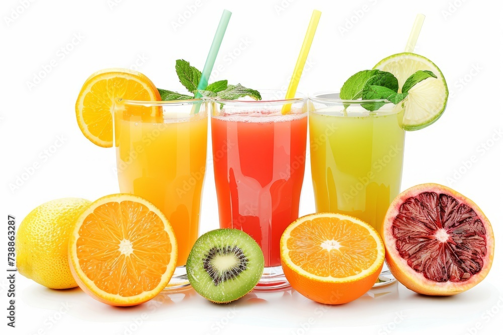 Freshly Squeezed Juices Isolated on White Background Freshly Squeezed Juices Isolated on White Background