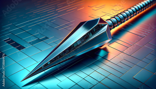 Sleek metallic spear tip symbolizing precision and targeted nature of spear phishing attacks.