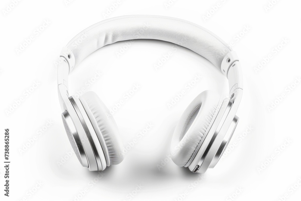 White Wireless Headphones Isolated on White Background White Wireless Headphones Isolated on White Background