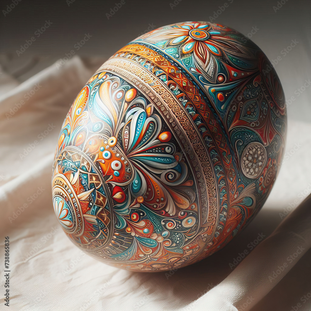 A painted Easter egg on a white background. A painted Easter egg on a white background.