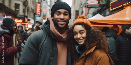 Proud Black couple embraces diversity love and body positivity in urban setting. Concept Romantic Photoshoot, Urban Love, Body Positive, Interracial Couple, Black Love