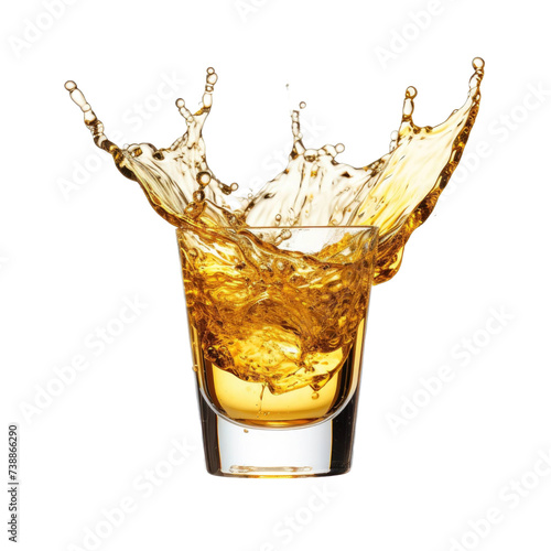 Glasses shot of tequila making toast with splash isolated on transparent a white background photo