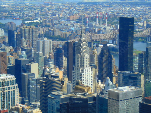 view to skyline of New York with Hudson river and UN building.