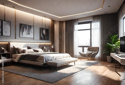 Interior design  Big modern Bedroom. AI generated
