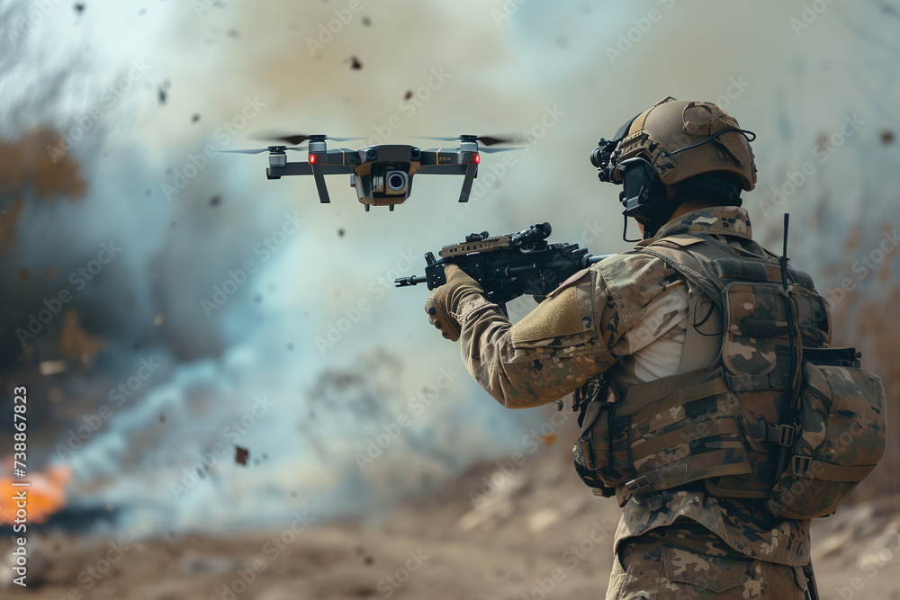 A soldier launches an FPV drone for strike missions A soldier launches an FPV drone for strike missions