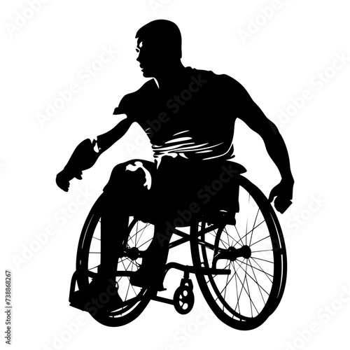 Silhouette paralympic athlete perform in sport black color only