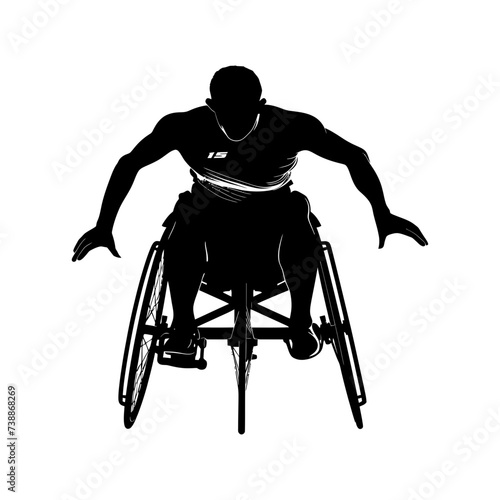 Silhouette paralympic athlete perform in sport black color only