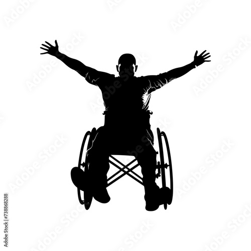 Silhouette paralympic athlete perform in sport black color only
