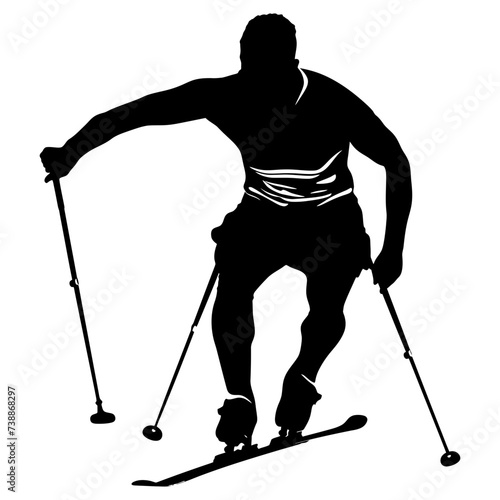 Silhouette paralympic athlete perform in sport black color only