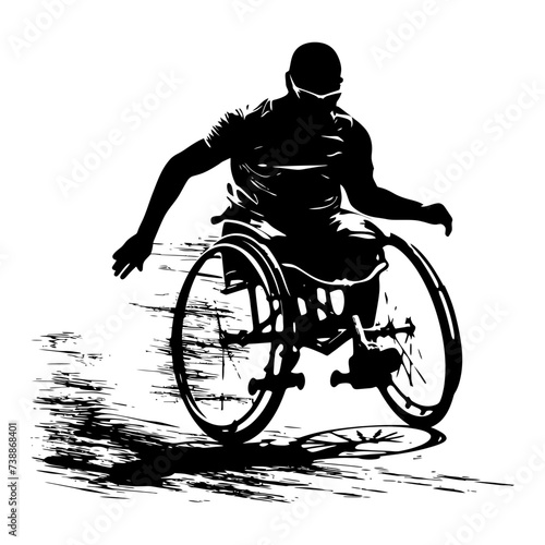 Silhouette paralympic athlete perform in sport black color only