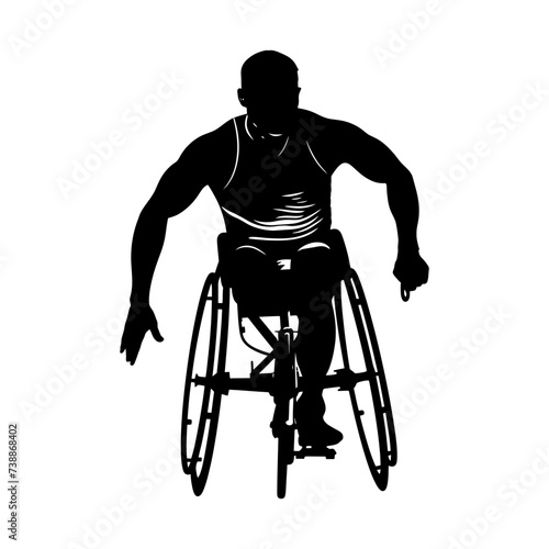 Silhouette paralympic athlete perform in sport black color only