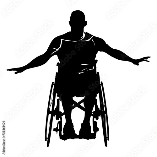 Silhouette paralympic athlete perform in sport black color only