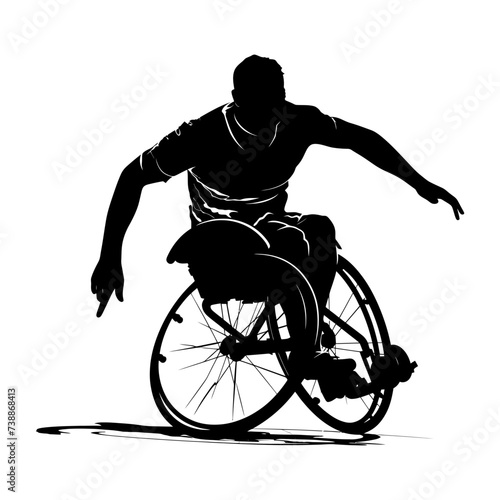 Silhouette paralympic athlete perform in sport black color only