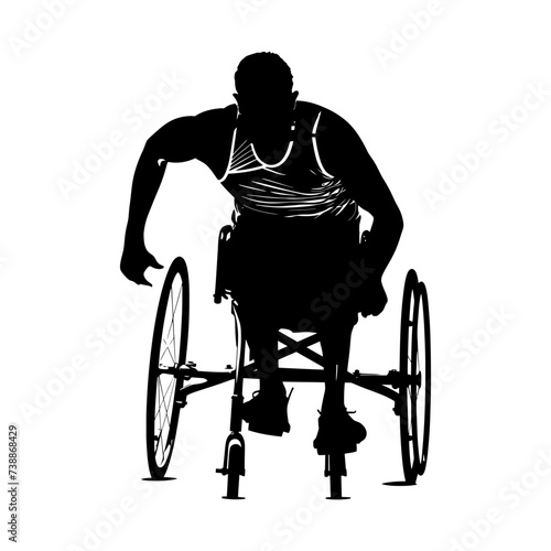 Silhouette paralympic athlete perform in sport black color only