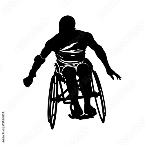 Silhouette paralympic athlete perform in sport black color only