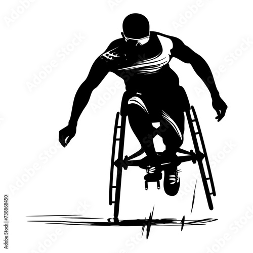 Silhouette paralympic athlete perform in sport black color only