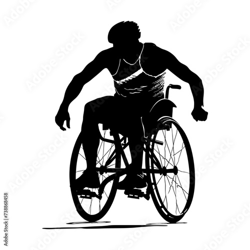 Silhouette paralympic athlete perform in sport black color only